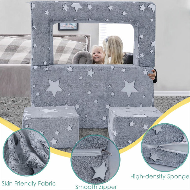 Magical Glow-in-the-Dark Modular Play Sofa - Foldable Flannel Blocks for Toddlers