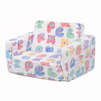 Cartoon Foldable Kids Sofa & Sleeper Bed - Glow-in-the-Dark Stars - Soft Single Foam Chair