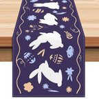 Easter Table Runner with Bunny and Egg Print - Spring Holiday Home Decor