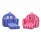 2-in-1 Kids Sofa Bed & Armchair - Cute Cartoon Embroidery Reading Nook Chair