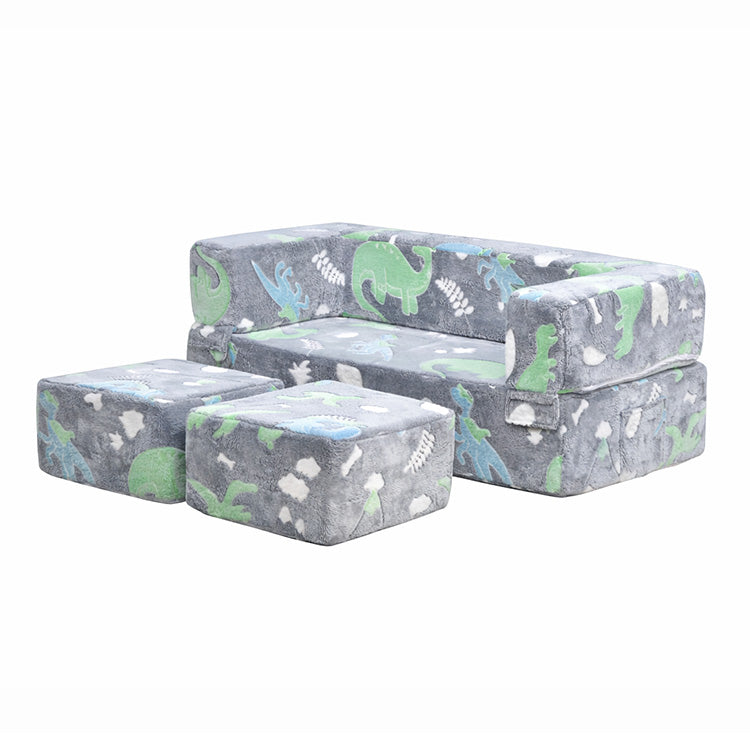 Magical Glow-in-the-Dark Modular Play Sofa - Foldable Flannel Blocks for Toddlers
