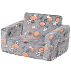 Cartoon Foldable Kids Sofa & Sleeper Bed - Glow-in-the-Dark Stars - Soft Single Foam Chair