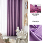 Purple blackout curtains in a modern interior