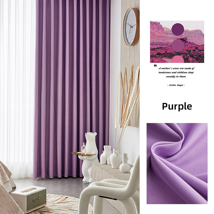 Purple blackout curtains in a modern interior