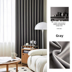 Gray blackout curtains in a modern living room