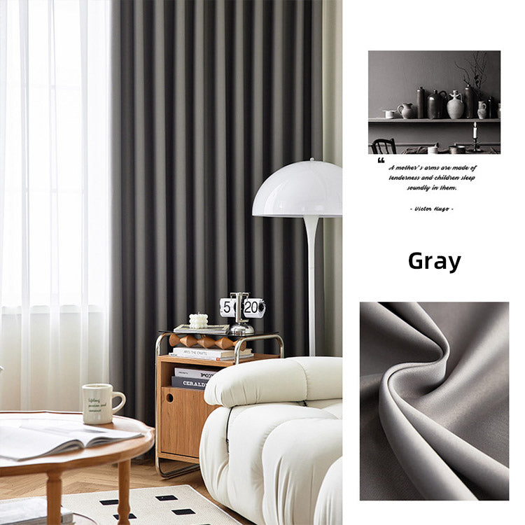 Gray blackout curtains in a modern living room