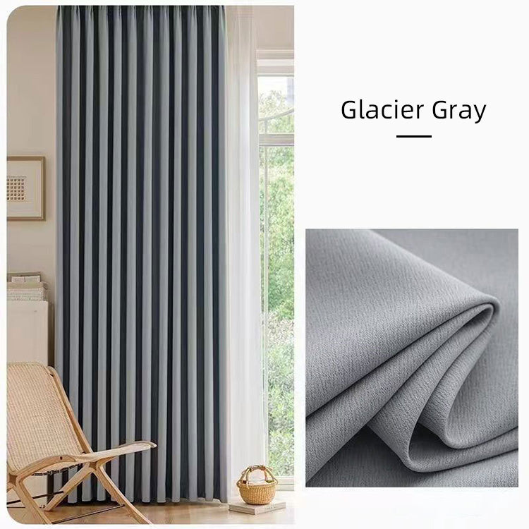 Glacier gray cotton linen curtains in a minimalist living room