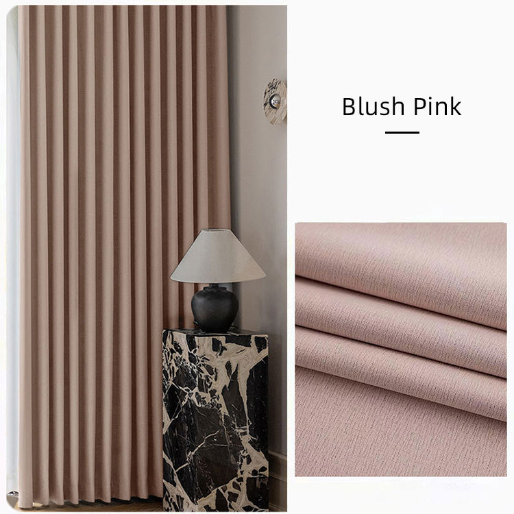 Blush pink cotton linen curtains in a modern interior
