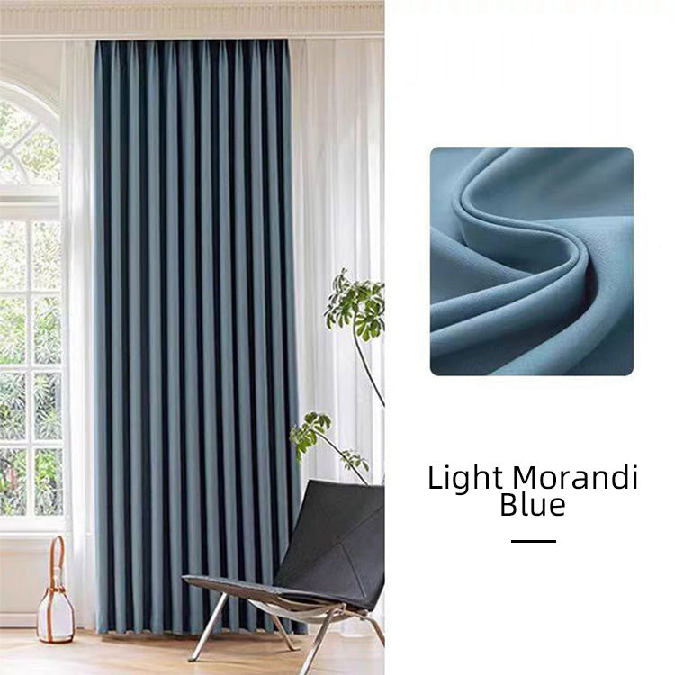 Light morandi blue cotton linen curtains in a modern interior