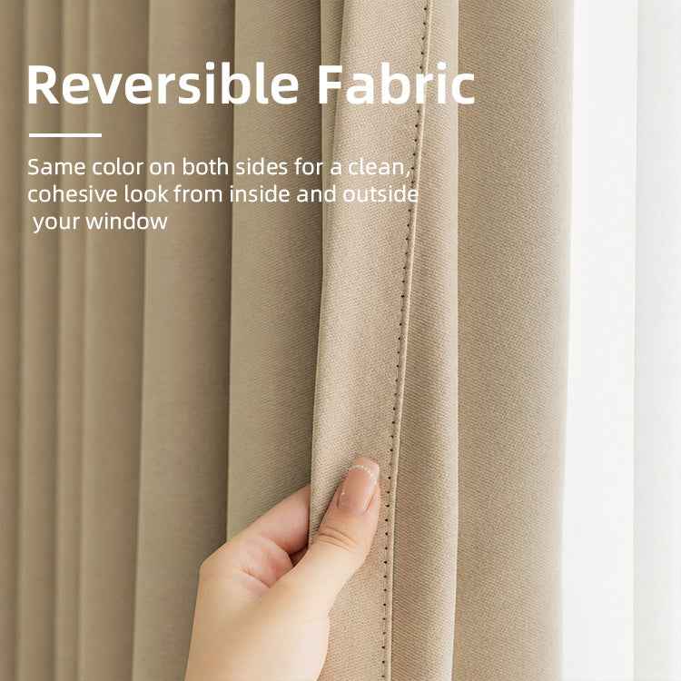 Nordic Thick Blackout Cotton Linen Curtains - Double-Sided, Multi-Color