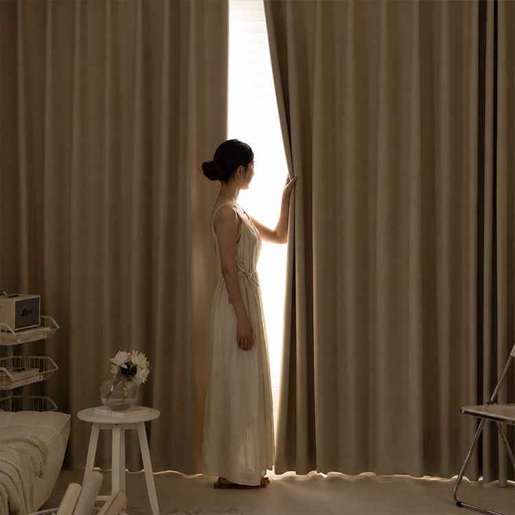 Nordic Thick Blackout Cotton Linen Curtains - Double-Sided, Multi-Color