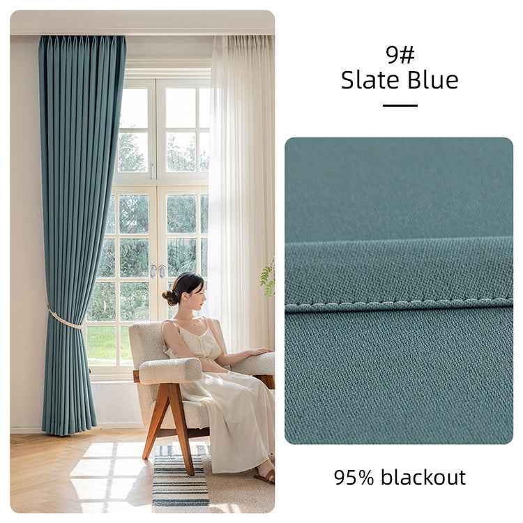 Nordic Thick Blackout Cotton Linen Curtains - Double-Sided, Multi-Color