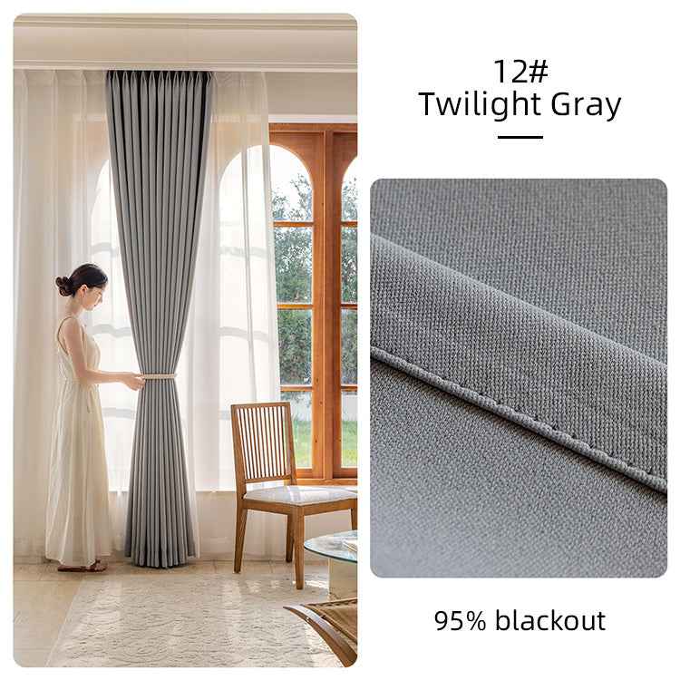 Nordic Thick Blackout Cotton Linen Curtains - Double-Sided, Multi-Color