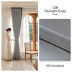 Nordic Thick Blackout Cotton Linen Curtains - Double-Sided, Multi-Color