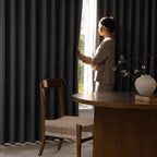 Heavyweight 100% Blackout Cotton Linen Curtains - Soundproof & Sun Blocking, Multi-Color