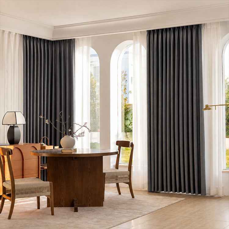 Heavyweight 100% Blackout Cotton Linen Curtains - Soundproof & Sun Blocking, Multi-Color