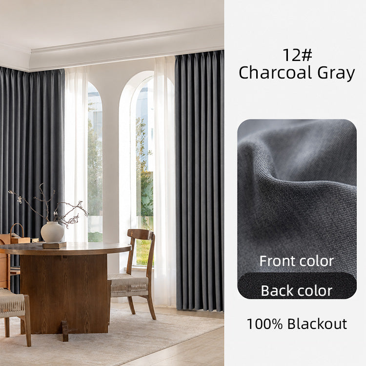 Heavyweight 100% Blackout Cotton Linen Curtains - Soundproof & Sun Blocking, Multi-Color