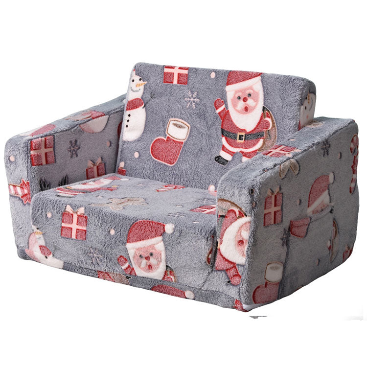 Cartoon Foldable Kids Sofa & Sleeper Bed - Glow-in-the-Dark Stars - Soft Single Foam Chair