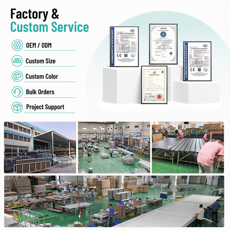 Pergola factory and custom service: OEM, custom sizes, custom colors and bulk orders