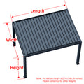 Pergola size guide showing width, length and default 2.7m height