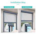 Outdoor blind mounting options: front mount and side mount installation diagrams