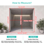 How to measure for made-to-measure outdoor blinds: three-point width and height guide for front and side mount
