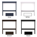 Outdoor blind frame color options: grey, white, brown and black