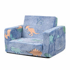 Cartoon Foldable Kids Sofa & Sleeper Bed - Glow-in-the-Dark Stars - Soft Single Foam Chair
