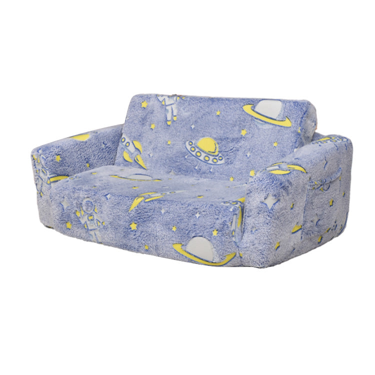 2-Seater Glow-in-the-Dark Kids Foldable Sofa - Cartoon Convertible Sleeper Chair