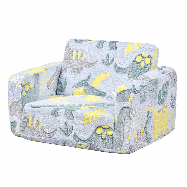 Cartoon Foldable Kids Sofa & Sleeper Bed - Glow-in-the-Dark Stars - Soft Single Foam Chair