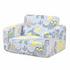 Cartoon Foldable Kids Sofa & Sleeper Bed - Glow-in-the-Dark Stars - Soft Single Foam Chair