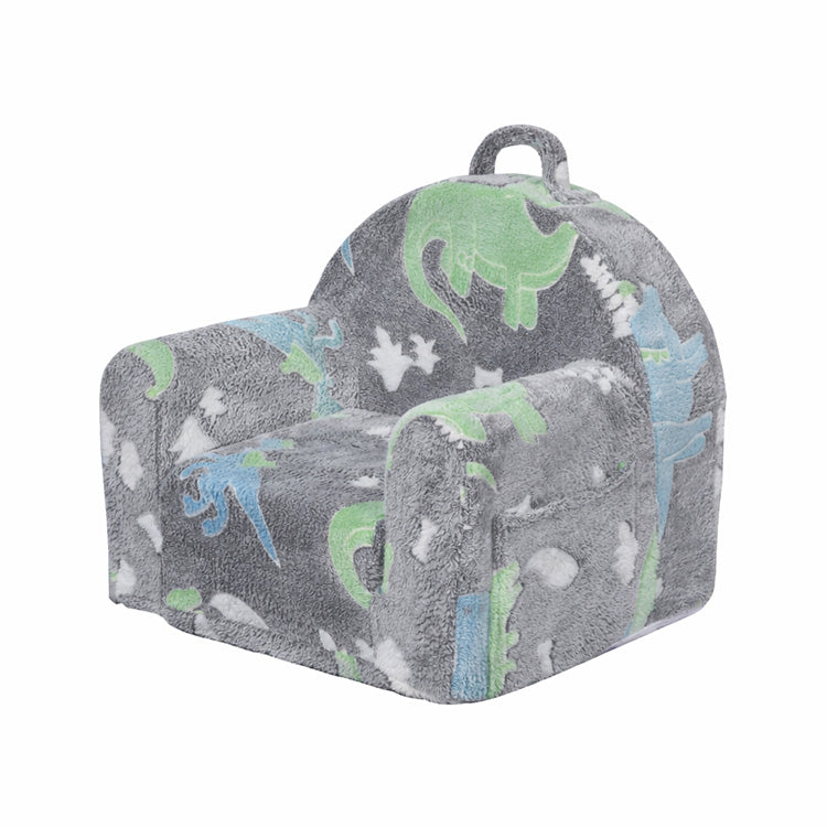 Compressible Glow-in-the-Dark Kids Sofa Bed - Single Cartoon Foam Chair