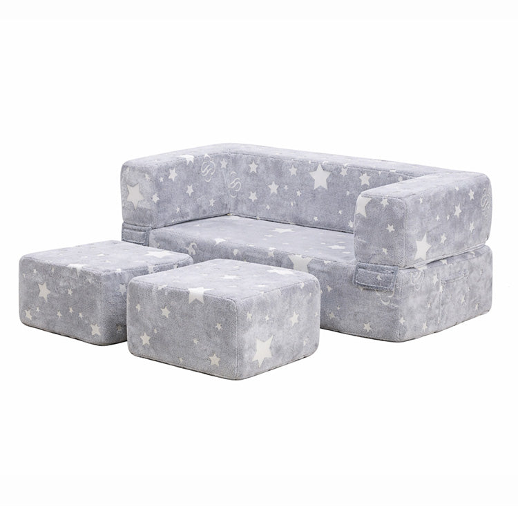 Magical Glow-in-the-Dark Modular Play Sofa - Foldable Flannel Blocks for Toddlers