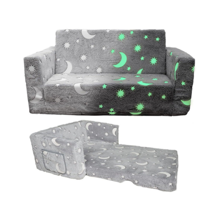 2-Seater Glow-in-the-Dark Kids Foldable Sofa - Cartoon Convertible Sleeper Chair