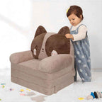 Kawaii Cat Kids Flip-Out Sofa | Premium Embroidered Animal Sleeper Bed