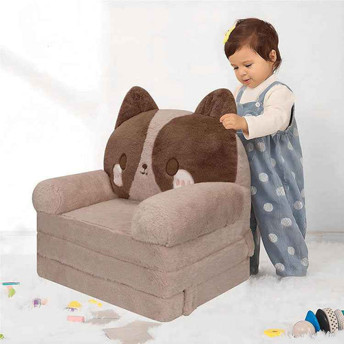 Kawaii Cat Kids Flip-Out Sofa | Premium Embroidered Animal Sleeper Bed