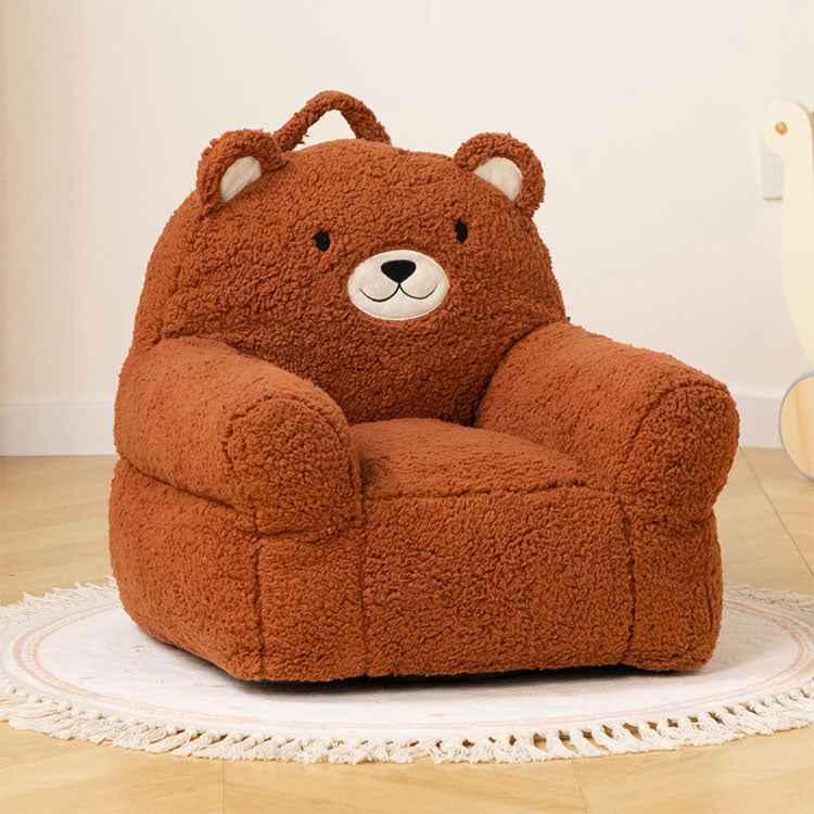 Cute Brown Bear Kids Sofa Chair - Premium Embroidered Toddler Armchair