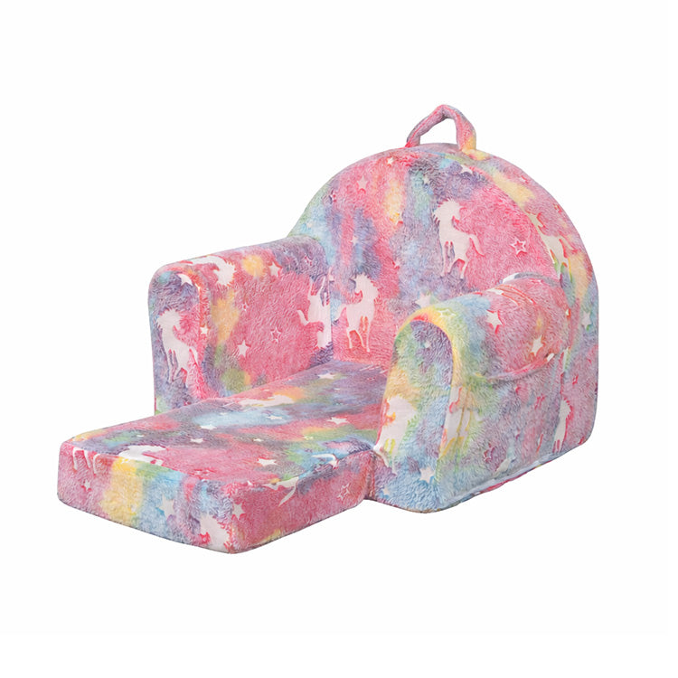 Compressible Glow-in-the-Dark Kids Sofa Bed - Single Cartoon Foam Chair