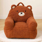 Cute Brown Bear Kids Sofa Chair - Premium Embroidered Toddler Armchair
