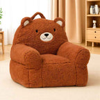 Cute Brown Bear Kids Sofa Chair - Premium Embroidered Toddler Armchair