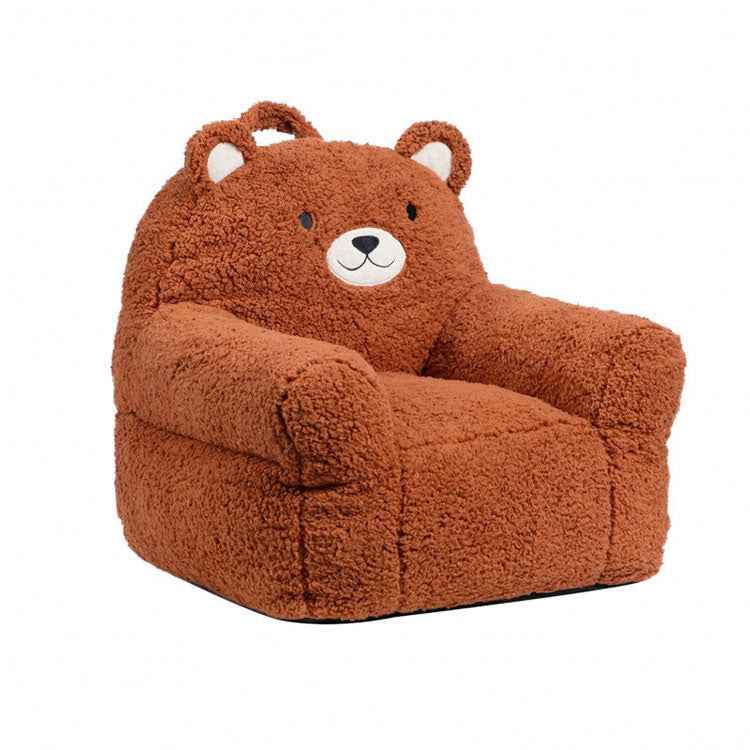 Cute Brown Bear Kids Sofa Chair - Premium Embroidered Toddler Armchair