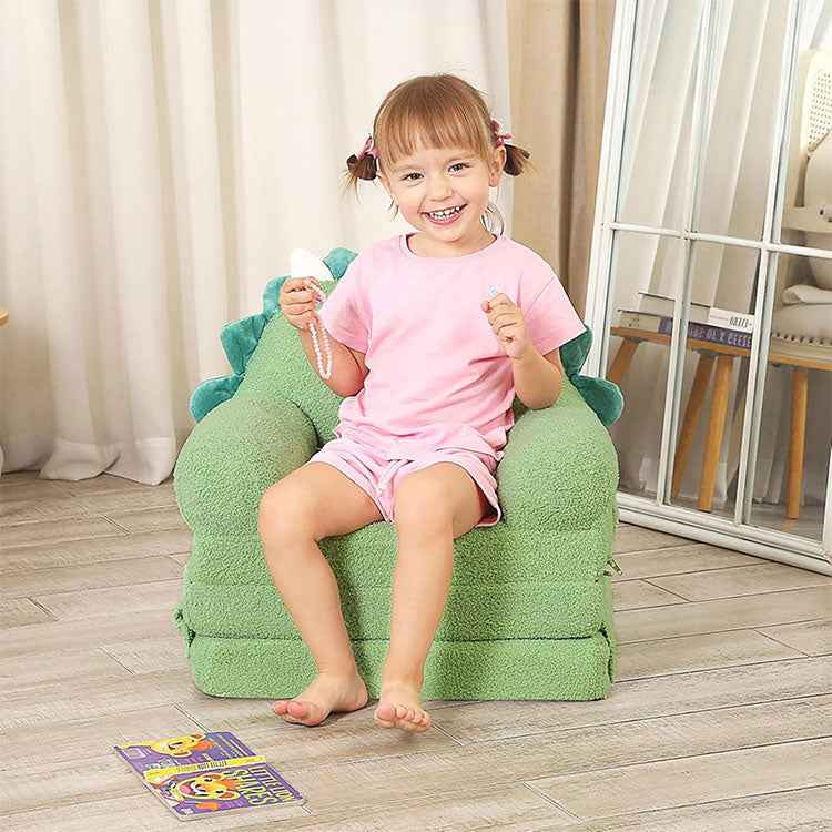 2-in-1 Green Unicorn Kids Sofa Bed - Foldable Foam Armchair Wholesale