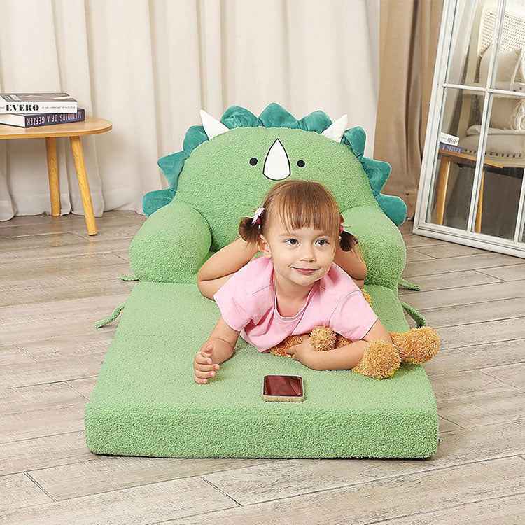 2-in-1 Green Unicorn Kids Sofa Bed - Foldable Foam Armchair Wholesale