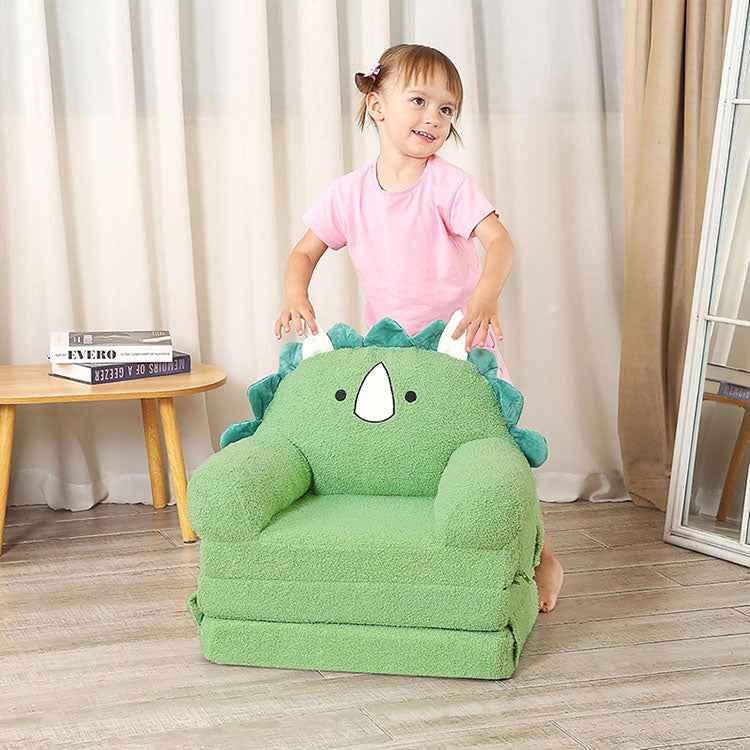 2-in-1 Green Unicorn Kids Sofa Bed - Foldable Foam Armchair Wholesale