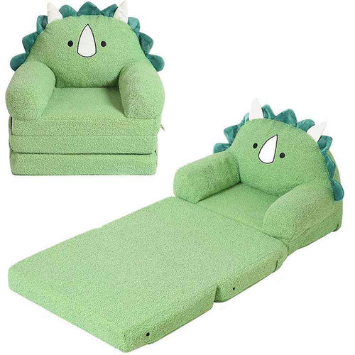 2-in-1 Green Unicorn Kids Sofa Bed - Foldable Foam Armchair Wholesale