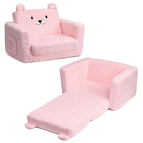 2-in-1 Cartoon Bear Kids Sofa Bed - Foldable Toddler Armchair Wholesale