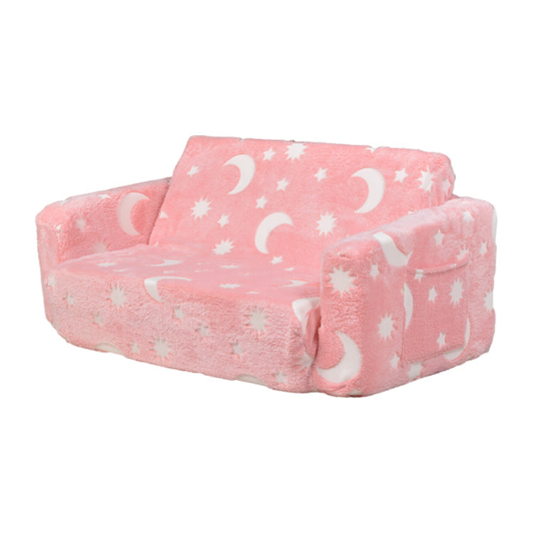 2-Seater Glow-in-the-Dark Kids Foldable Sofa - Cartoon Convertible Sleeper Chair