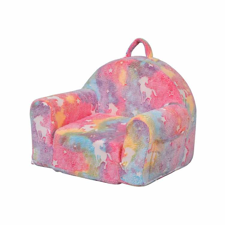 Compressible Glow-in-the-Dark Kids Sofa Bed - Single Cartoon Foam Chair