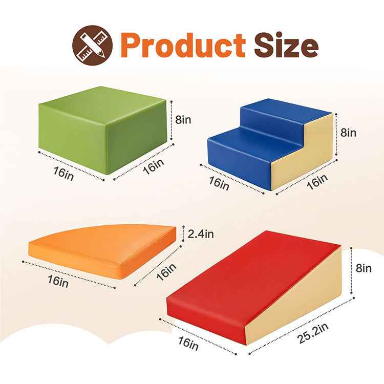 Wholesale 6-Piece Vegan Leather Soft Play Set - Durable Foam Climbing Blocks