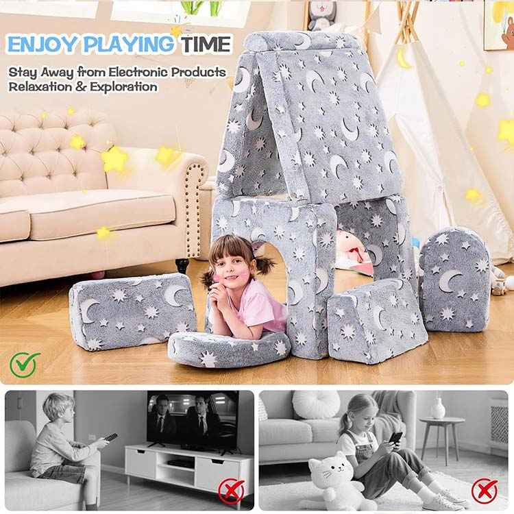 Magical Luminous Modular Play Couch | Kids Fort Building Block Sofa Bed